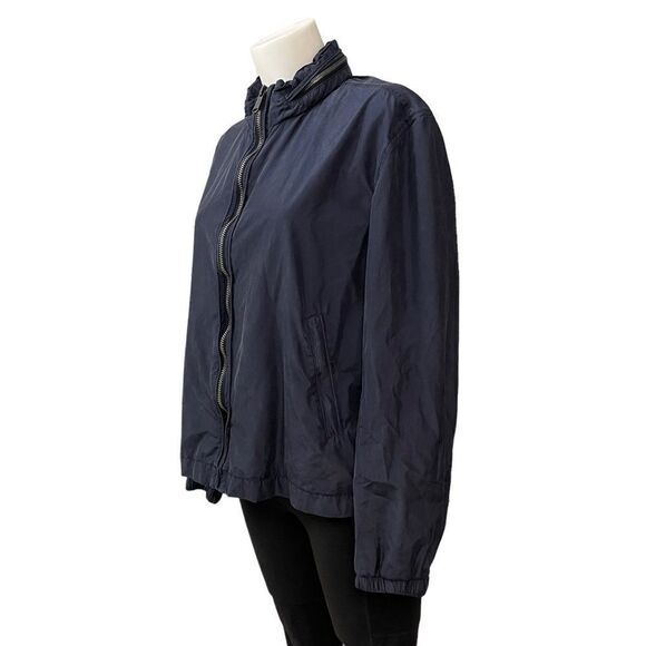 GIEVES & HAWKES WOMEN’s HOODED lightweight Silk basic jacket navy sz medium - Picture 5 of 13